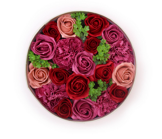 Boite Ronde de Roses Rouges et Roses