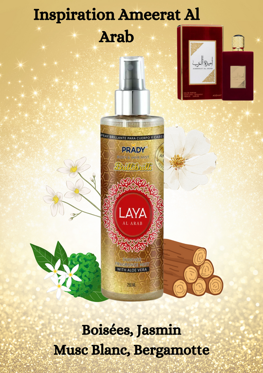 Brume Scintillante Corps & Cheveux – Laya Al Arab by Prady inspiration Ameerat Al Arab