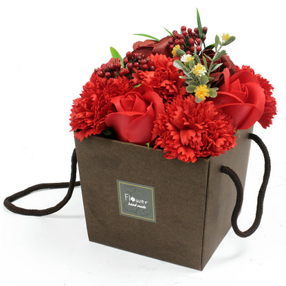 Bouquet de fleurs de bain - Roses et Oeillets Rouge