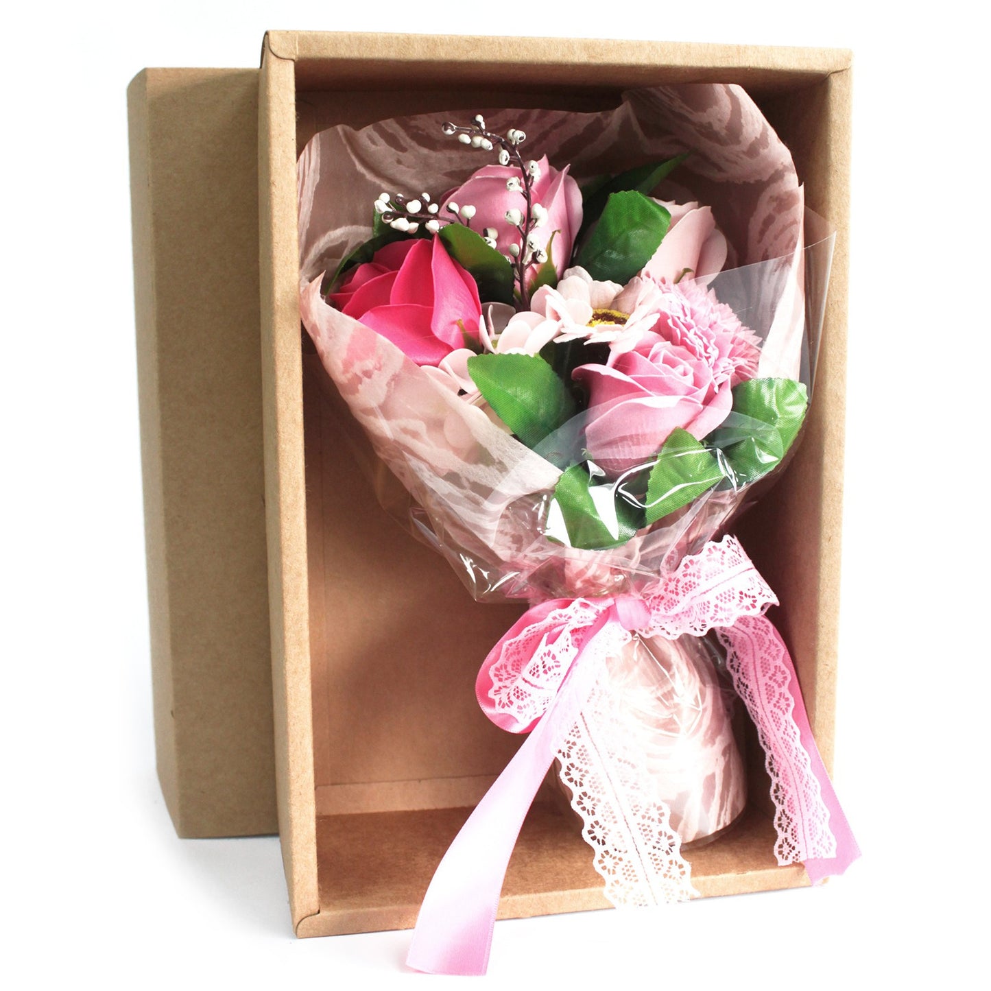 Bouquet de Fleur de Savon et Boite - Rose