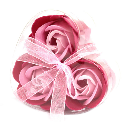 3 Roses roses de savon | Boite Coeur