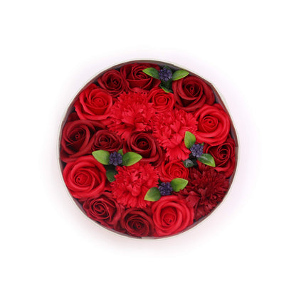 Boite Ronde de Roses Rouges