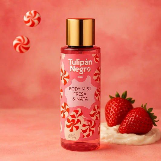 🍓 Brume Parfumée Corps – Fraise Chantilly | Tulipán Negro (250 ml)