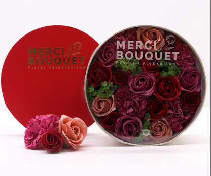 Boite Ronde de Roses Rouges et Roses