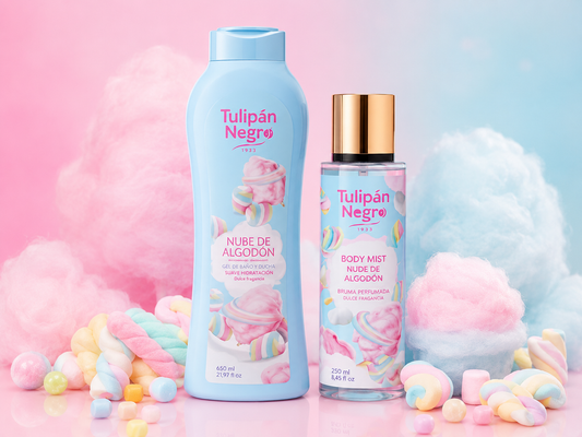 ☁️ Pack Duo Barbe à Papa – Tulipán Negro - Gel Douche 650 ml + Brume Parfumée 250 ml