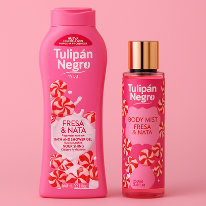 🍓 Pack Duo Fraise Chantilly | Tulipán Negro – Gel Douche 650 ml + Brume Parfumée 250 ml